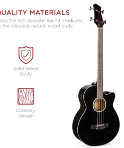 Best Choice Products Acoustic Electric Bass Guitar - Full Size, 4 String, Fretted Bass Guitar - Black 22 71SOgr96ZUL