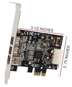 Alternative view of Syba SY-PEX30016 3 Port IEEE 1394 Firewire 1394B & 1394A PCIe 1.1 x1 Card TI XIO2213B Chipset Requires Legacy Driver for Windows 8 10