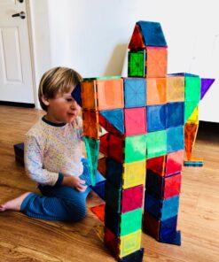 PicassoTiles 2 Piece Car Truck Construction Kit Toy Set Vehicle Educational Building Tile Magnetic Blocks Puzzle Magnets Toys with Re-Enforced Hitch and Long Bed for Girls Boys Toddler Ages 3+ PT20 54 71SRgM8lnJL