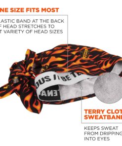 Ergodyne Chill-Its 6615 Absorptive Moisture-Wicking Dew Rag, Flames, One Size 13 71SSekpoGcS