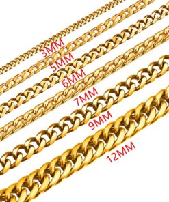 U7 Link Bracelets for Men, Stainless Steel/Black/Gold Plated Cuban Link Chain Bracelets, Unisex Chunky Bracelets, Xmas Fathers Day Jewelry for Him 03.Cuban link-7mm-gold 8.2 Inches 20 71STSdXqaWL