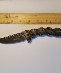 TAC FORCE Spring Assisted Folding Pocket Knife –Stonewashed Finish Stainless Steel Blade and Handle with Sculpted Chain Link Design, Includes Pocket Clip, Tactical, EDC, Rescue - TF-859 36 71STf0U8ltL