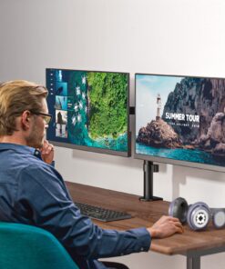 WALI Dual LCD Monitor Fully Adjustable Desk Mount Stand Fits Two Screens up to 27 inch, 22 lbs. Weight Capacity per Arm (M002), Black 36 71SUiwHoFuL