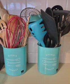 Now Designs Powder-Coated Steel Utensil Crock, Turquoise 37 71SXGoGuMxL