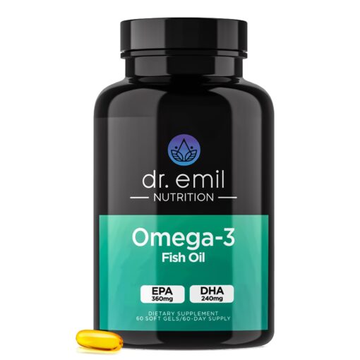 DR EMIL NUTRITION Omega 3 Fish Oil - 360mg of EPA + 240mg of DHA per softgel, 60 Servings