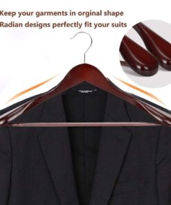 JS HANGER Wooden Suit Hangers, 6 Pack Extra-Wide Shoulder Wood Coat Hangers with Non Slip Pant Bar, Extra Smooth and Splinter Free Walnut Finish 20 71SXT0tod6L