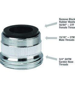 DANCO Multi-Thread Garden Hose Adapter for Male to Male and Female to Male, Chrome, 1-Pack (10513) 28 71SXhwkdI5L