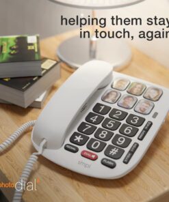 SMPL Hands-Free Dial Photo Memory Corded Phone, One-Touch Dialing, Large Buttons, Flashing Alerts, Durable, Perfect for Seniors, Alzheimer's, Dementia, Hearing Impaired, Handset Volume Increase White - 6 - Standard 13 71SYFCNzwXL