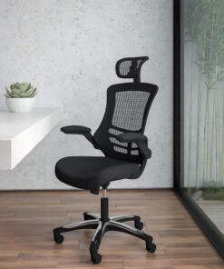Alternative view of Flash Furniture Kelista High-Back Swivel Office Chair with Adjustable Lumbar Support and Seat Height, Ergonomic Mesh Desk Chair with Flip-Up Armrests, Black Contemporary