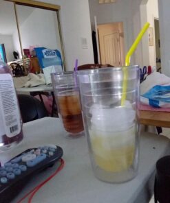 Insulated Drinking Glasses 16oz 4-pack - Made in USA Great for Iced Coffee & Hot Drinks, Clear Double Wall Plastic Tumbler Cups, Microwave, Freezer & Top Rack Dishwasher Safe Reusable Cups Clear - 16 oz 16.0 ounces 30 71SZOxFefWL 1