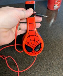 eKids Spiderman Kids Headphones, Adjustable Headband, Stereo Sound, 3.5Mm Jack, Wired, Tangle-Free, Volume Control, Childrens Headphones Over Ear for School Home, Travel 25 71SZTYjhV1L
