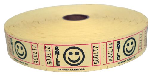 Indiana Ticket CO. 2,000 Yellow Smile Single Roll Tickets, Premium Quality Tickets, Tickets for Events, Carnivals, Door Prizes, Drinks and More(2,000, Yellow)