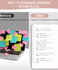 Alternative view of Taja Address Book with Alphabetical Tabs,Hardcover Address Book Large Print for Record Contacts, Small Address Book to Store All Your Important Informations In One Place - Rose Gold a. Rose Gold