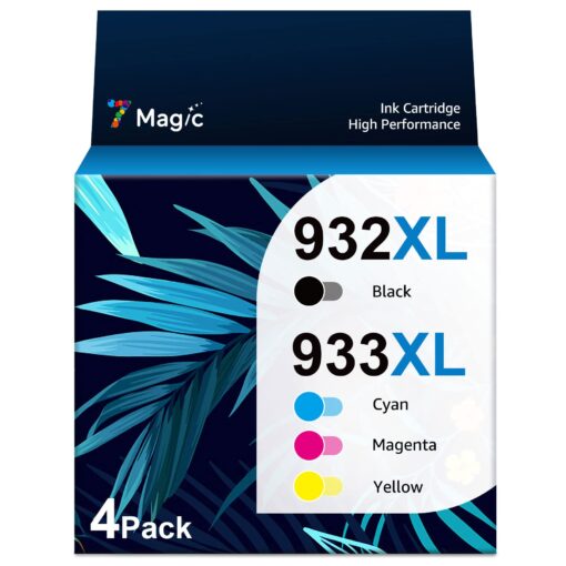 7Magic Compatible Ink Cartridges Replacement for Hp 933xl 932xl Ink Cartridge Combo Pack for HP OfficeJet 6600 6700 6100 7110 7612 7510 7610 7620 (Black, Cyan, Yellow, Magenta, 4 High Yield Pack)