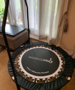 Maximus PRO Folding Rebounder USA | Voted #1 Indoor Exercise Mini Trampoline for Adults with Bar | Fitness & Weight Loss| Free Storage Bag, Resistance Bands, Online & DVD Workouts | Already Assembled 27 71Sc2rX6otL
