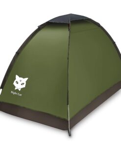 Night Cat Backpacking Tent for One 1 to 2 Persons Lightweight Waterproof Camping Hiking Tent for Adults Kids Scouts Easy Setup Single Layer 2.2x1.2m Army Green 1 Person (4ft Width) 23 71Scy82cE5L