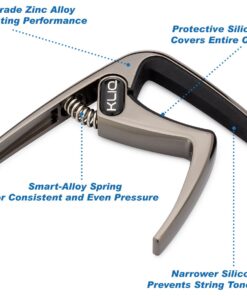 KLIQ Guitar Capo for Acoustic and Electric 6-String Guitars, Black Chrome 19 71Sd36gC1oL