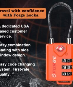 TSA Approved Cable Luggage Locks, Re-settable Combination with Alloy Body Orange 2 Pack 16 71SdEDXFCL