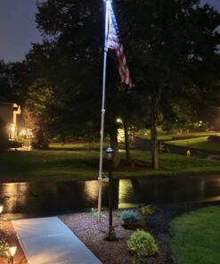 Deluxe Flag Pole Light Solar Powered - 1300 Lumen Solar Light for Flagpole - Light Up American Flag Outdoor with Solar Flag Pole Light from Dusk to Dawn for 12+ Hours - 100% Coverage Silver Flag Light Deluxe Silver 29 71SdTVGKrL