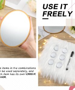 Honoson 13 Pcs Locker Organizer and Decorating Kit, First Day of School Essentials for Girl Marble Print Whiteboard with Markers Locker Shelf Plush Area Rug String Light Mirror Magnetic Cup and Magnet 11 71Sfcde1e1L