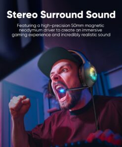 OLANRUN Gaming Headset, Stereo PS5 Headset PS4 Headset Xbox One Headset PC Headset, 9 Colors RBG Gaming Headphones with Mute Microphone for PC, PS4, PS5, Xbox, Switch (Black) 16 71Sfp7HhiGL