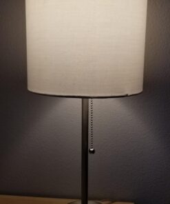 LimeLights LT2024-WHT Brushed Steel Stick Table Desk Lamp with Charging Outlet and Drum Fabric Shade, White 1 43 71Sgp7ndKoL