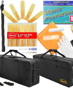 Lazarro Professional Royal Blue Body Gold Keys Eb E Flat Alto Saxophone with 11 Reeds, Case, Music Book and Many Extras, 360-BU 15 71Sj8kZ53lL