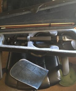 Cecilio 4/4 CEVN-1BK Solid Wood Electric/Silent Violin with Ebony Fittings in Style 1 - Full Size - Black Metallic Full Body - Black full-size 31 71SjAf1UsmL