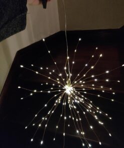 200LED Hanging Sphere Lights, Battery Operated Starburst Lights, 8 Modes Dimmable Remote Control, Waterproof Fairy Lights, Copper Wire Lights, Indoors Outdoors Christmas Decoration (Warm White) 1 Pack Warm White 30 71SjO9gx02L