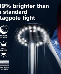 Deluxe Flag Pole Light Solar Powered - 1300 Lumen Solar Light for Flagpole - Light Up American Flag Outdoor with Solar Flag Pole Light from Dusk to Dawn for 12+ Hours - 100% Coverage Silver Flag Light Deluxe Silver 21 71SjSaj7N6L