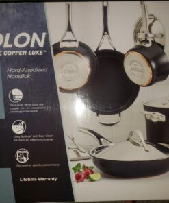 Anolon Nouvelle Copper Hard Anodized Nonstick Pots and Pans, Cookware Set (11 Piece), Onyx Cookware Set (11 Piece) 37 71SlkJbbxL