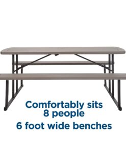 COSCO Outdoor Living 6 ft. Folding Picnic Table, Taupe Wood Grain with Brown Legs 21 71SlsXtNN2L