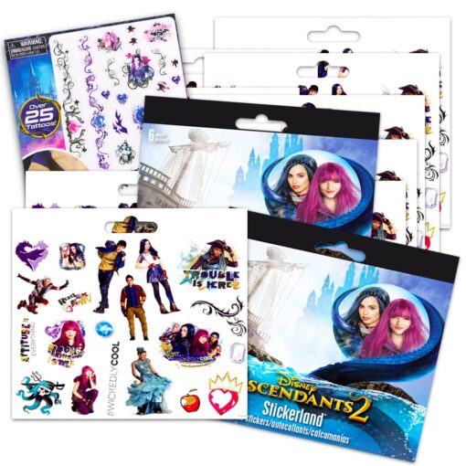 Disney Descendants Stickers Party Pack Bundle - Over 240 Descendants Stickers with Descendants Tattoos (12 Sticker Sheets, Descendants Party Supplies)