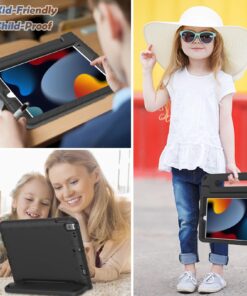 LTROP Kids Case for iPad 9th/ 8th/ 7th Generation (2021/2020/ 2019), iPad 10.2 Case with Built-in Screen Protector, Shockproof Handle Stand Kids Case for iPad 9/8/ 7 Generation 10.2 Inch - Black 28 71SoRva2ZL