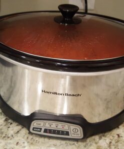Hamilton Beach Programmable Slow Cooker with Flexible Easy Programming, 5 Cooking Times, Dishwasher-Safe Crock, Lid, 7 Quart, Silver 40 71SoqGQqBlL