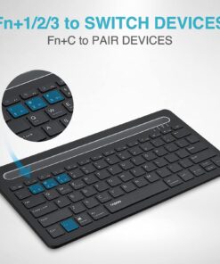 Rapoo XK100 Multi-Device Bluetooth Keyboard, Rechargeable Noiseless Portable Wireless Keyboard Connect to 3 Devices for Tablet Cellphone PC Smart TV, Compatible with Windows 7/8/10/XP Vista Linux Mac 14 71SqRM2pPPL