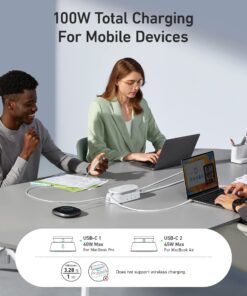 Anker 647 Charging Station (100W), 10-in-1 Power Strip with 6 AC, 1 USB-A, 1 USB-C, 2 Retractable USB C Cables (3ft), 5ft Extension Cord,Power Delivery for Conference Rooms, Desktop Accessory 36 71Sr5DMnjML