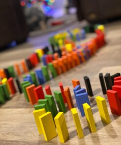 HearthSong Classic 255-Piece Wooden Domino Race Set with Wooden Ball and Various Wooden Accessories 23 71Sriw9cZL