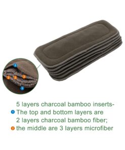 AlVABABY 12pcs Charcoal Bamboo Inserts Cloth Diaper Liner, 5-Layer Inserts,Rayon Reusable Liners for Baby Cloth Diapers12ZTN 12pcs Charcoal Camboo Inserts 21 71SsVVWDQ5S