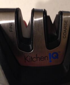 KitchenIQ 50009 Edge Grip 2-Stage Knife Sharpener, Black, Coarse & Fine Sharpeners, Compact for Easy Storage, Stable Non-Slip Base, Soft Grip Rubber Handle, Straight & Serrated Knives 42 71St1ibGjL