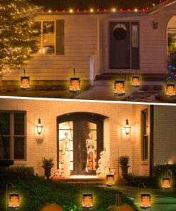EOYIZW Solar Outdoor Lights 2 Pack- 99 LEDs Solar Lantern Flickering Flame Lights for Garden Decor- IP65 Waterproof Solar Garden Lights Decor for Halloween Patio Garden Yard Porch Yellow Flame 2 PCS 18 71StbFiSMLL 1