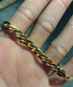 U7 Link Bracelets for Men, Stainless Steel/Black/Gold Plated Cuban Link Chain Bracelets, Unisex Chunky Bracelets, Xmas Fathers Day Jewelry for Him 03.Cuban link-7mm-gold 8.2 Inches 28 71StfKmhdJL