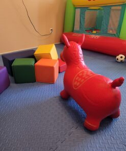 AppleRound Horse Bouncer with Hand Pump, Inflatable Space Hopper, Ride-on Bouncy Horse (Red) Red 28 71SuBiqDHXL