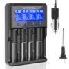 Universal Smart Battery Charger 4 Bay for Rechargeable Batteries NiMH NiCd AA AAA C Li-ion LiFePO4 IMR 18650 21700 20700 26650 14500 16340 18500 10440 18350 RCR123a LCD Display UL Listed 24 71Sun2eCbpL