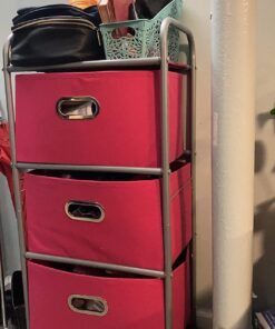 Honey-Can-Do 3 Drawer Rolling Cart - Pink CRT-02348 Pink, 11.5 in L x 16.125 in W x 35.5 in H (29.2 cm L x 41 cm W x 90.2 cm H) 23 71SuqOCrPL