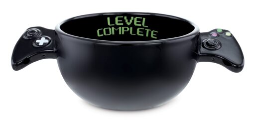 Kovot “Level Complete” Gamer Bowl - 22oz Ceramic Soup Cereal Bowl Gamer Gift -Black Black