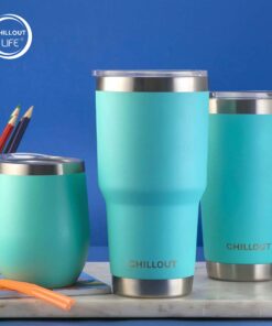 CHILLOUT LIFE 30oz Stainless Steel Tumbler with Lid - Double Wall Vacuum Insulated Large Travel Coffee Mug with Splash Proof Lid and Straw for Hot & Cold Drinks, Teal Tumbler, Pack of 1 30oz (pack of 1) Aqua Blue 26 71SvS4ORltL