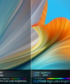 Alternative view of Mini Projector for iPhone, ELEPHAS 2023 Upgraded 1080P HD Projector, 8000L Portable Projector with Tripod and Carry Bag, Movie Projector Compatible with Android/iOS/Windows/TV Stick/HDMI/USB WhiteBlack