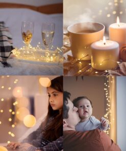TingMiao Fairy Lights 33ft 100 LED String Lights Battery Operated with Remote Waterproof Copper Wire Lights for Indoor Decorative Lights Warm White 25 71SvopdiHbL