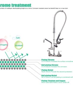 CWM Commercial Sink Faucet with Sprayer 36 inch Commercial Faucet Pre Rinse Sprayer 8 inch Wall Mount Center with 12 inch Add on Spout 16 71Sw9EERq3L